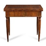 Game table veneered with walnut, movable top, Faenza 19th Century