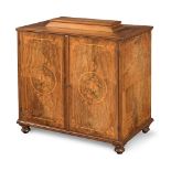 Table Cabinet veneered in walnut, inlaid in various woods, 20th Century