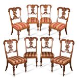 Eight walnut chairs, 19th Century