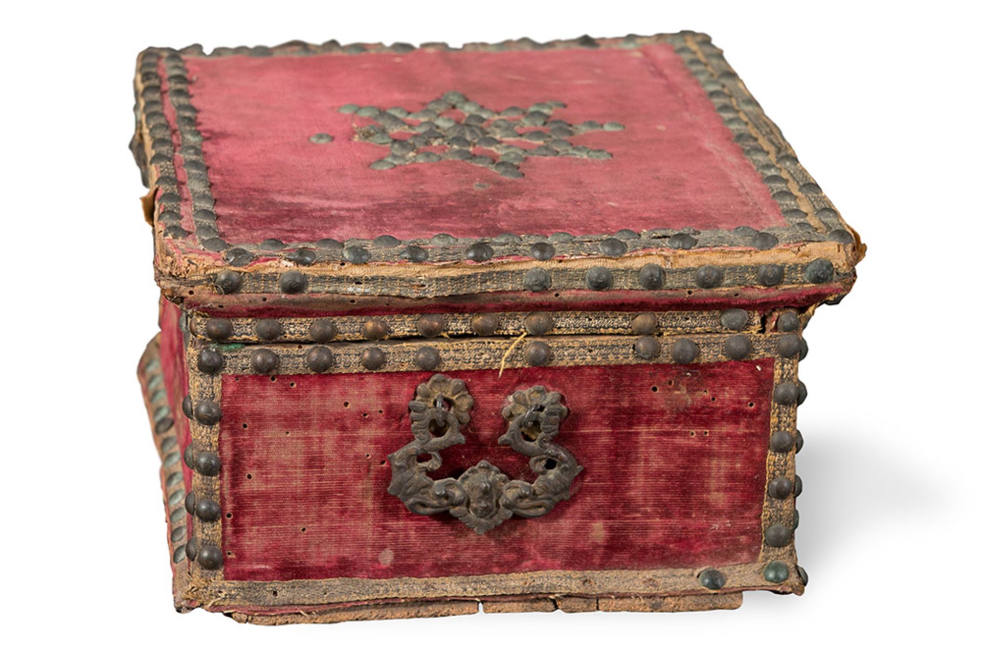 Red velvet-covered wooden box, 18th Century - Bild 2 aus 2