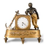 Small gilt bronze and patinated clock, signed 'P.re. Rigaud Genève'