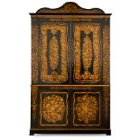 Maple wardrobe with ebonized decorations. Toscana, first half of 19th Century