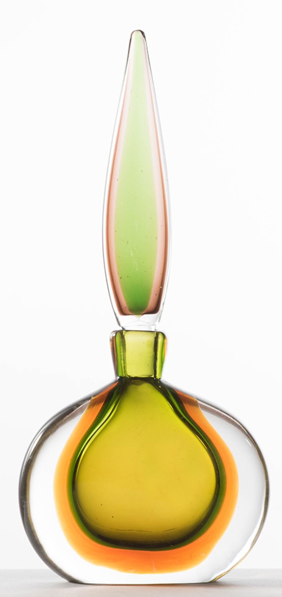 Mazzega Murano, 'Sommerso' glass bottle.