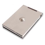 Silver and leather block note holder.