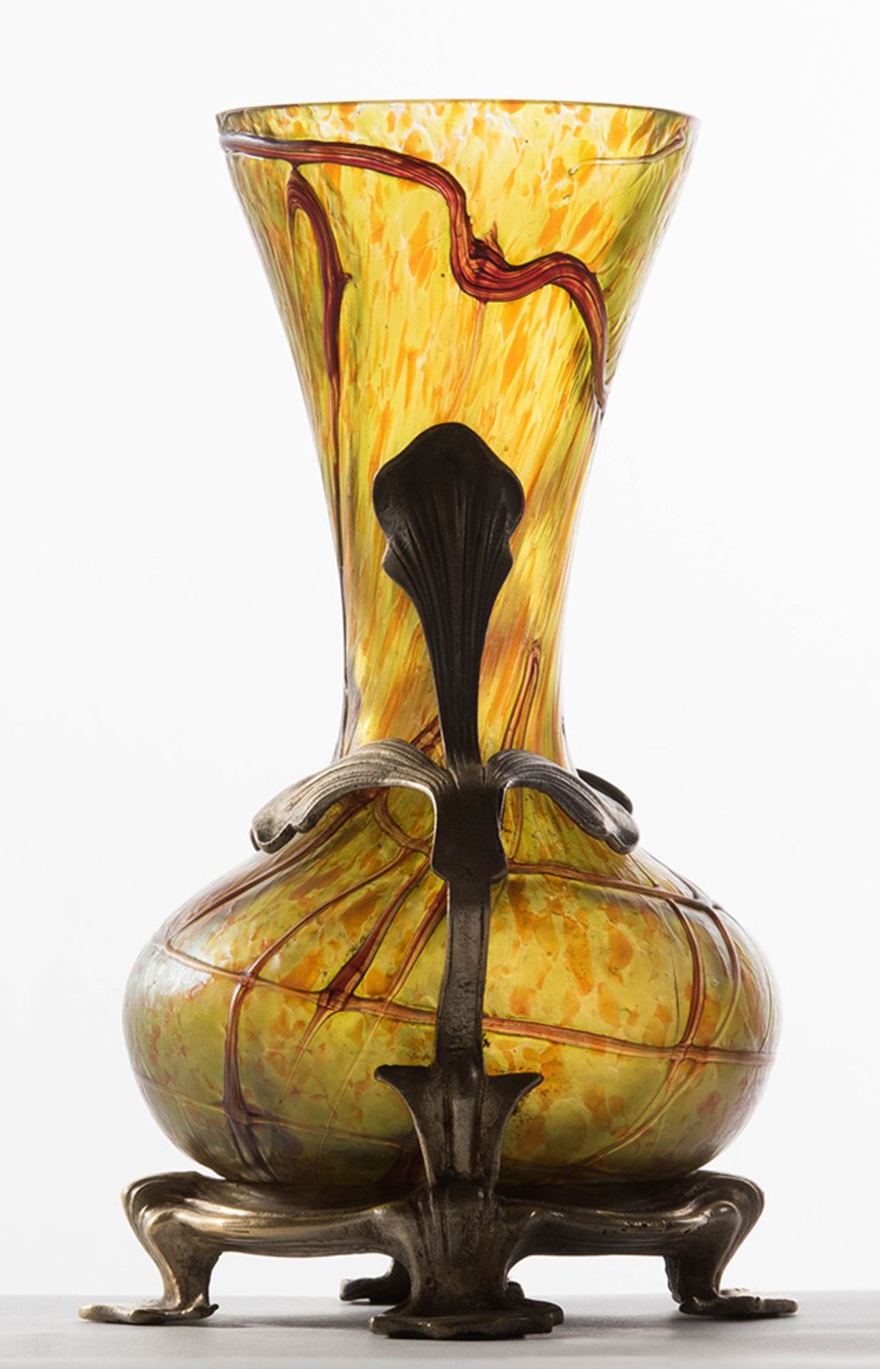 Loetz, Iridescent glass and silvered bronze mounted vase. - Image 2 of 2