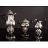 Silver service with coffee pot, sugar bowl, milk pot, Kingdom of Lombardy-Venetia.