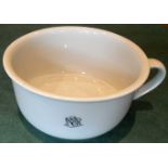 London North Eastern Railway white chamber pot with “LNER” in black script initials to the body.