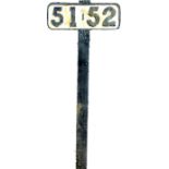 Cheshire Lines Railway Gradient Post “51 52” untitled. Cast in steel. Stands 62” high.