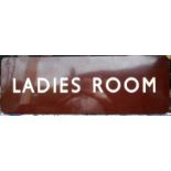 Enamel Doorplate BR(W) FF “LADIES ROOM”. Very good colour & shine, no chips to the face. Excellent
