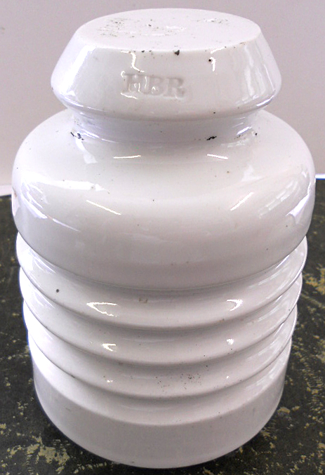 Hull & Barnsley Railway ceramic insulator pot”HBR” marked in the glaze. In wonderful condition, no