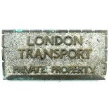 London Transport pavement brass tablet “LONDON TRANSPORT PRIVATE PROPERTY” cast into the top