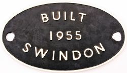 British Railway cast iron oval Worksplate, Built 1955 Swindon, restored with a small crack on the