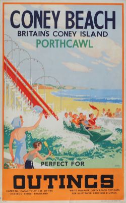 Poster 'Coney Beach - Britain's Coney Island Porthcawl - Perfect For Outings' by Jackson Burton,