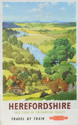 Poster - 'Herefordshire - Fair Land of Enchanting Beauty' by H A Wilson (1960) double royal 25in x