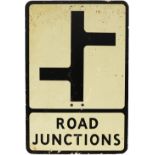 Motoring Road sign ROAD JUNCTIONS. Screen printed reflective. Measuring 21in x 14in. A rare sign. In