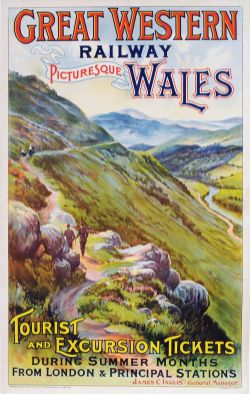 Poster GWR 'Picturesque Wales - Tourist and Excursion Tickets During Summer Months From London &