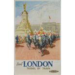 Poster British Railways 'London' depicting Horse Guards by Bordon Nicholl (1953) double royal 25in x