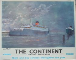 Poster British Rail 'The Continent - Via Harwich - Hook of Holland' by S.A. Walker quad royal 40in x