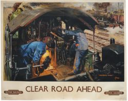 Poster 'Clear Road Ahead - Monmouth Castle' by Terence Cuneo quad royal 50in x 40in. Published by