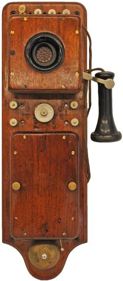 GWR Signal Box Telephone. Mahogany cased 22in x 7in with integral mouthpiece and Bakelite