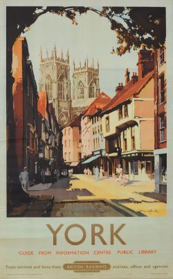 Poster 'York' by Claude Buckle (1952) double royal 25in x 40in. Shows the Minster dominating the