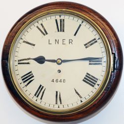Hull & Barnsley Railway 12in mahogany cased chain driven Fusee Clock. Has LNER 4648 on the dial