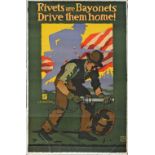 Poster, WW2 'Rivets Are Bayonets Drive Them Home' by J.E. Sheridan, double royal 25in x 40in. United