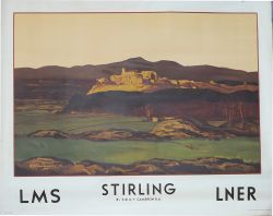 Poster LMS & LNER 'Stirling' by Sir D.Y. Cameron quad royal 40in x 50in.A view across the valley