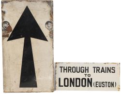 LNWR small enamel destination plate THROUGH TRAINS TO LONDON (EUSTON)