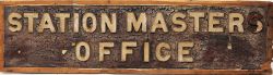 GWR wooden sign with cast letters STATION MASTER OFFICE measuring 41in x 11in. Original condition.