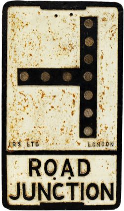 Motoring Road Sign ROAD JUNCTION. Cast iron complete with glass front gum reflectors, IRS Ltd