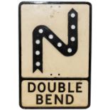 Motoring Road Sign DOUBLE BEND. Alloy showing the familiar 'Z' on end complete with original '