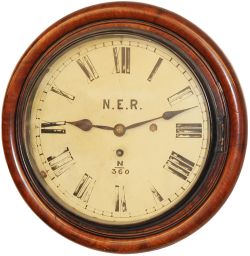 North Eastern Railway 10in mahogany cased Fusee Clock numbered NER N360.