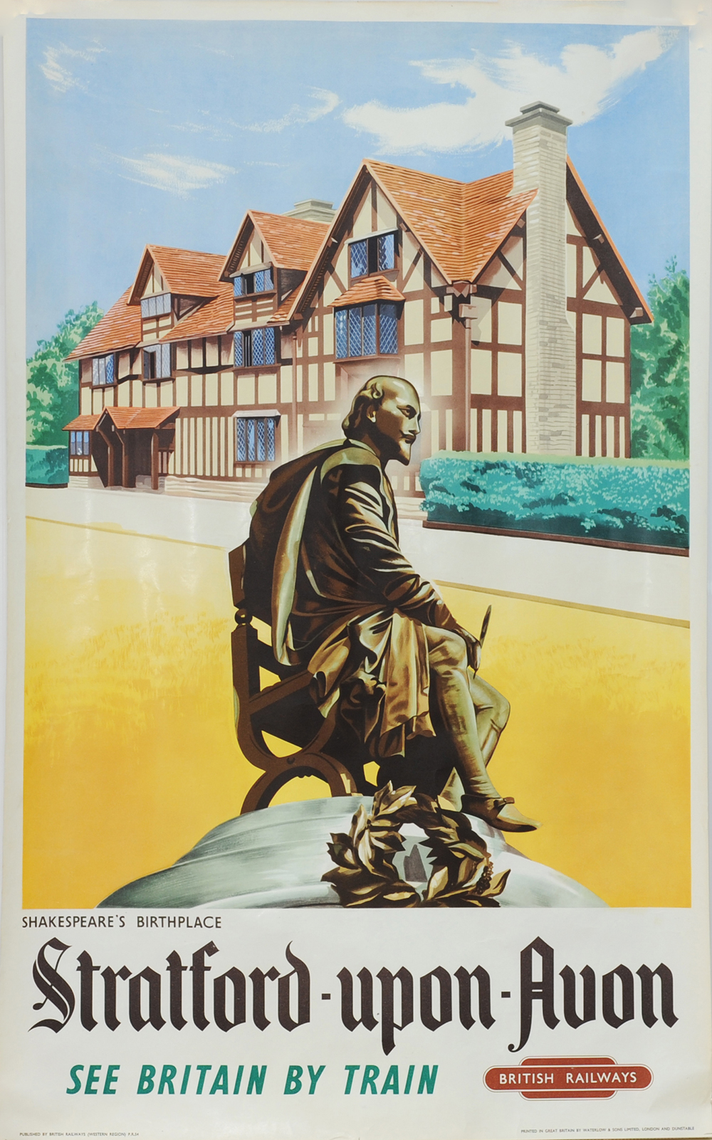 Poster BR 'Stratford-On-Avon Shakespeare's Birthplace' anon circa 1948, double royal 25in x 40in.