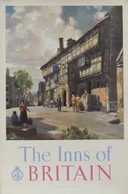 Poster British Travel & Holidays Association 'The Inns Of Britain' by Leonard Squirrel, double crown