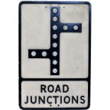 Motoring Road Sign ROAD JUNCTIONS. Pressed alloy showing a left and right representation complete