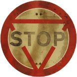 Motoring Road sign STOP. Screen printed with reflective coating on aluminium. Measuring 30in