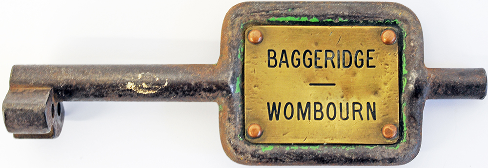 GWR Steel and Brass Single Line Key Token BAGGERIDGE - WOMBOURN. Ex GWR branch off the line