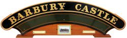 Nameplate BARBURY CASTLE. Ex GWR 4-6-0 Castle Class Locomotive built Swindon Works in March 1936 and