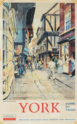 Poster British Railways 'York - The Shambles' by A. Carr Linfold, double royal 25in x 40in.