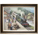 Original oil painting on canvas of GWR Prairie 4560 at Berwyn Station in the late 1920's by Robert