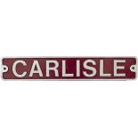 Nameplate CARLISLE cast aluminium, From Yorkshire Engine 2755 of 1959. 0-6-0 diesel electric