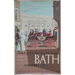 Poster BR Bath in 1828 By The New Steam Carriage, Today By Western Region by Eric Fraser. Double