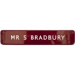 BR(M) FF enamel doorplate MR S BRADBURY measuring 18in x 3.5in. In very good condition with a