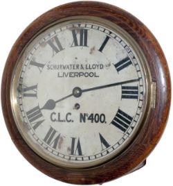 Cheshire Lines Joint Committee 12inch Oak cased fusee railway clock with a spun brass bezel supplied
