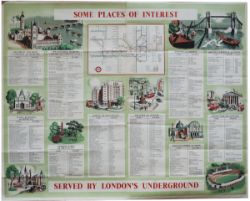 Poster London Transport SOME PLACES OF INTEREST BY LONDON'S UNDERGROUND by Clodagh Sparrow. Quad