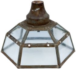 Southern Railway octagonal copper station lamp shade, as removed from Wroxall Station IOW.