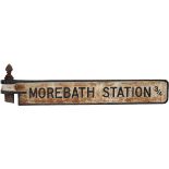 Road sign cast iron finger type MOREBATH STATION 3/4, ex ex-Hukeley Bridge, between Shillingford and