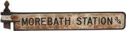 Road sign cast iron finger type MOREBATH STATION 3/4, ex ex-Hukeley Bridge, between Shillingford and