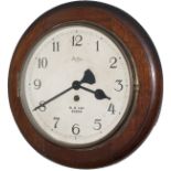 British Railways Midland Region 8in mahogany cased clock with a Bentima going barrel movement with